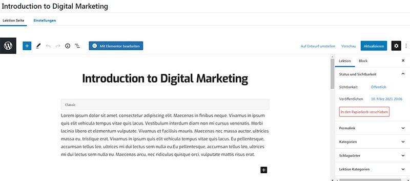 LMS Learndash in Wordpress